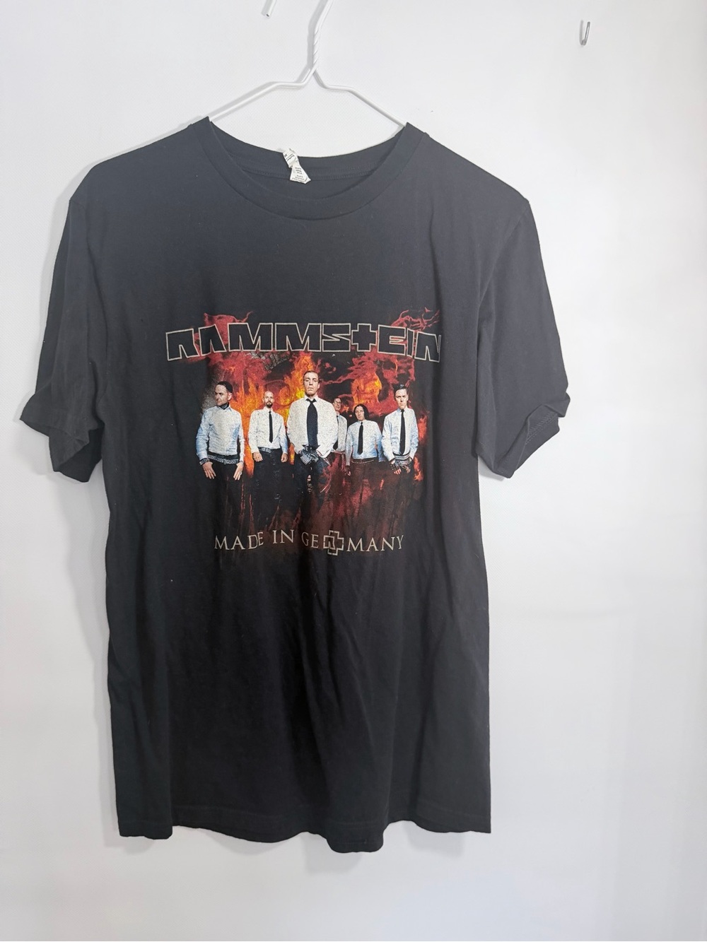 Anvil Black Rammstein Graphic Tee with Red Flames